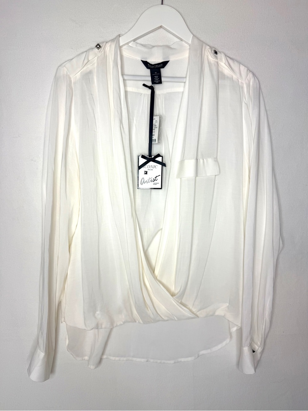 White House Black Market Artist Laid Back White Shirt 14 NWT